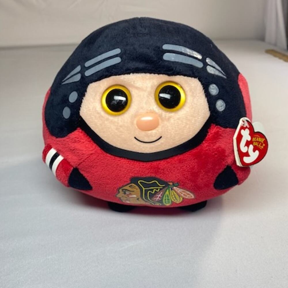 TY Beanie Balls Chicago Blackhawks NHL Plush • Medium • 8" • New